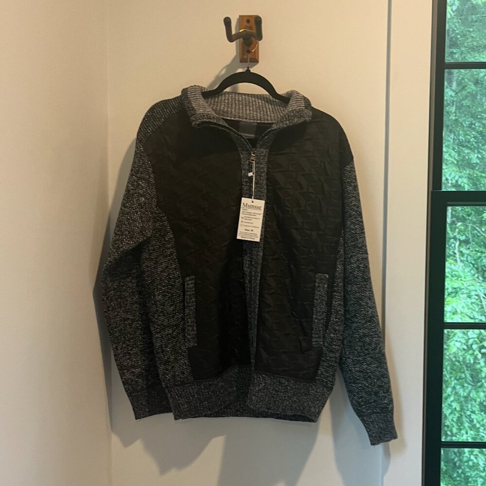 Men's Knitted Cardigan Sweater Causal Thick Full Zip Sweaters for Men Coat